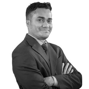 Schwarzweiß-Porträt von MD Khairul Basher, Test Engineer